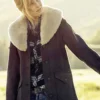 Yellowstone-beth-dutton-Brown-Wool-Coat-Leather-moto