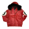8 Ball Red Hooded Leather Jacket