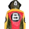 Men’s Tri Color 8 Ball Leather Jacket with Fur Hood