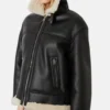 Women Shearling Bomber Flight Aviator Sheepskin Leather Jacket