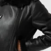 A classic aviator black shearling Leather jacket for women