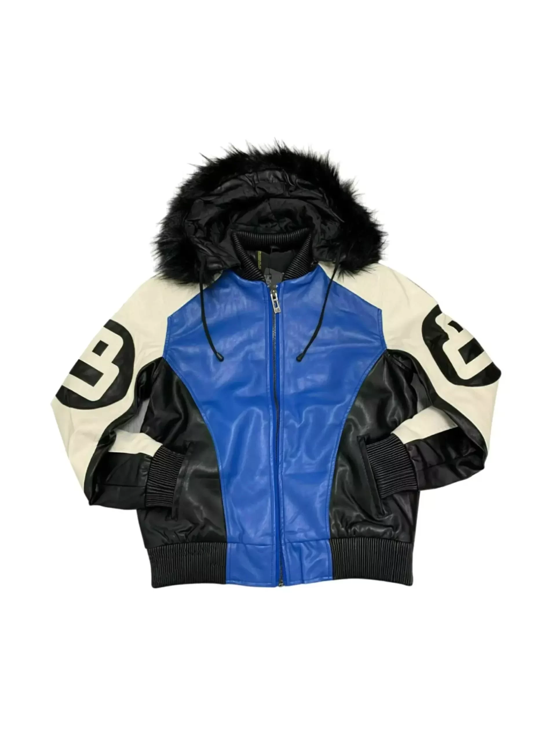 Robert Phillipe Blue 8 Ball Jacket with Fur Hood