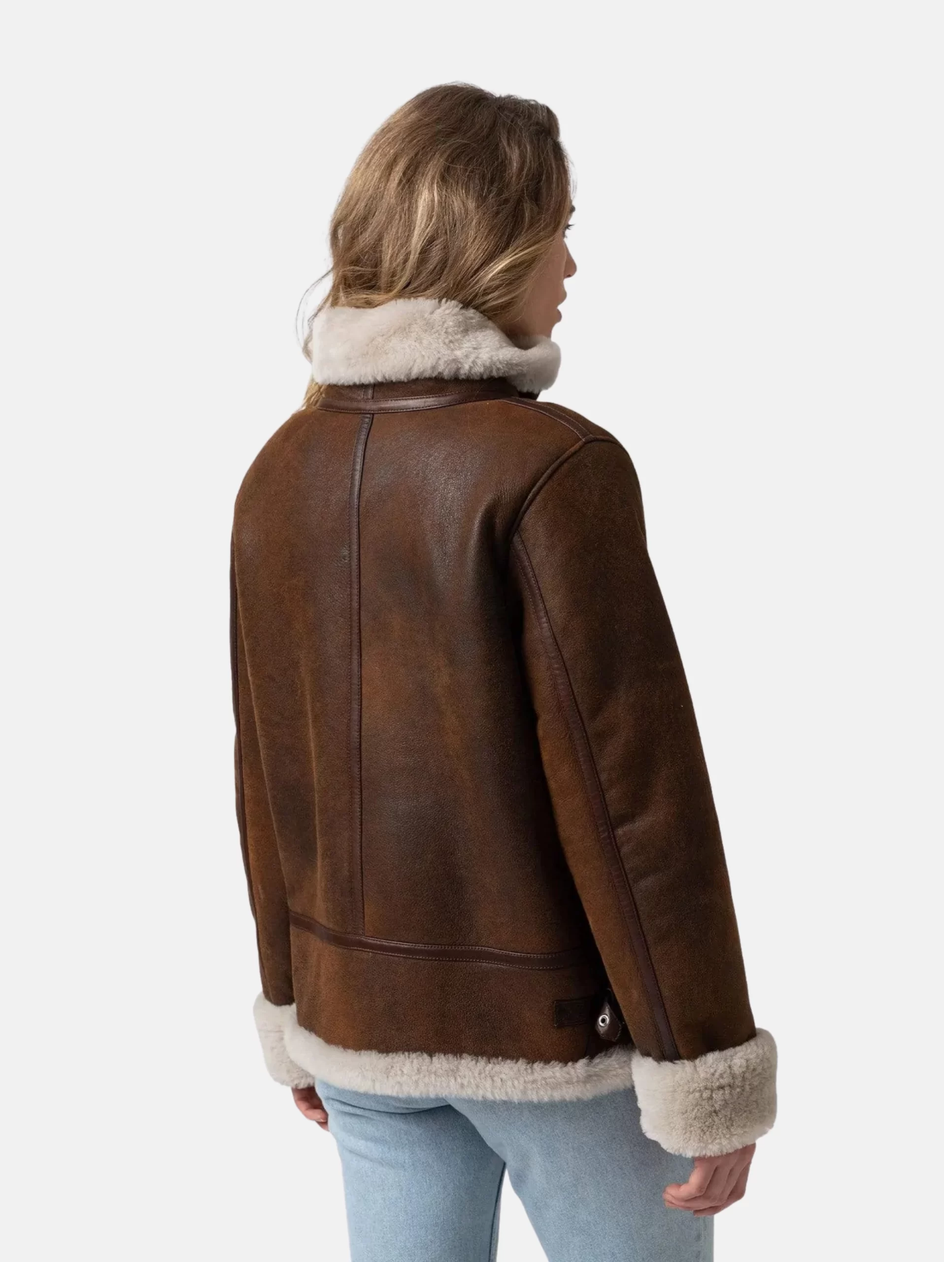 Bomber Brown B3 Sheepskin Leather Jacket Women’s - Leather Moto