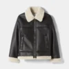 Women Shearling Bomber Flight Aviator Sheepskin Leather Jacket