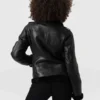 A classic aviator black shearling Leather jacket for women