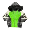 8 Ball Lime Jacket with Fur Hood Leather Jacket