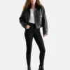 Faux Shearling Leather Bomber Jacket Women 4
