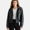 Faux Shearling Leather Bomber Jacket Women 4