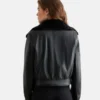 Faux Shearling Leather Bomber Jacket Women 4