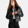 Faux Shearling Leather Bomber Jacket Women 4