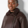 Leather & Genuine Shearling Aviator Jacket for Women
