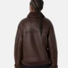 Leather & Genuine Shearling Aviator Jacket for Women