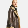 Sheepskin Real Shearling Leather Jacket - For Women Leather-Moto