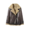 Sheepskin Real Shearling Leather Jacket - For Women Leather-Moto