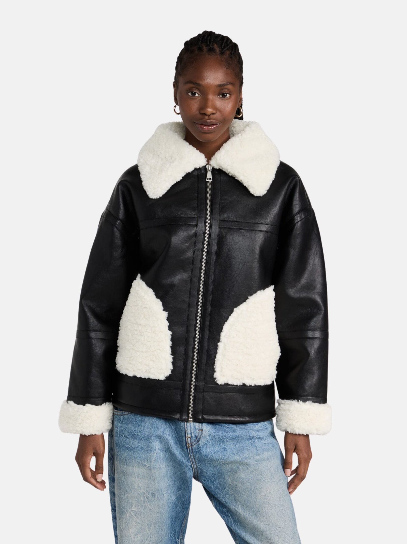 Sheepskin Real Shearling Leather Jacket - Leather-Moto