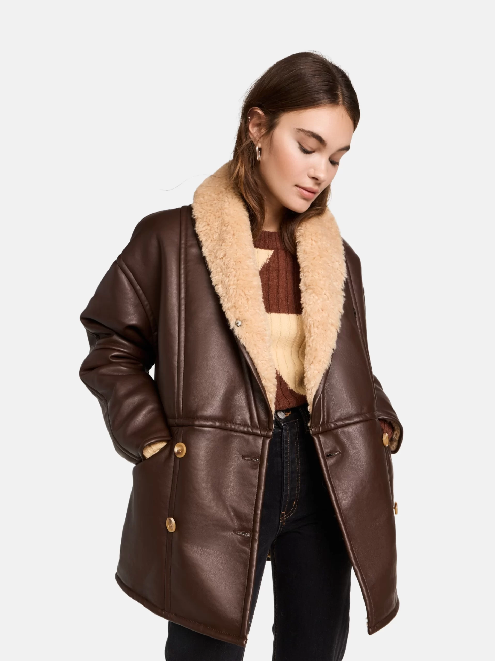 Women’s Brown Sheepskin Leather Jacket-leather-moto