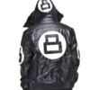 8 Ball David Puddy Black Leather Bomber Jacket