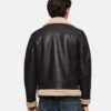 leather shearling bomber brown jacket for men