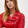 BLOD Red Biker Leather jacket For Women's - Leathermoto