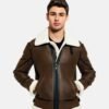 Brown Shearling Leather Jacket For Men - Leather Moto