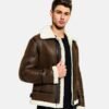 Brown Shearling Leather Jacket For Men - Leather Moto