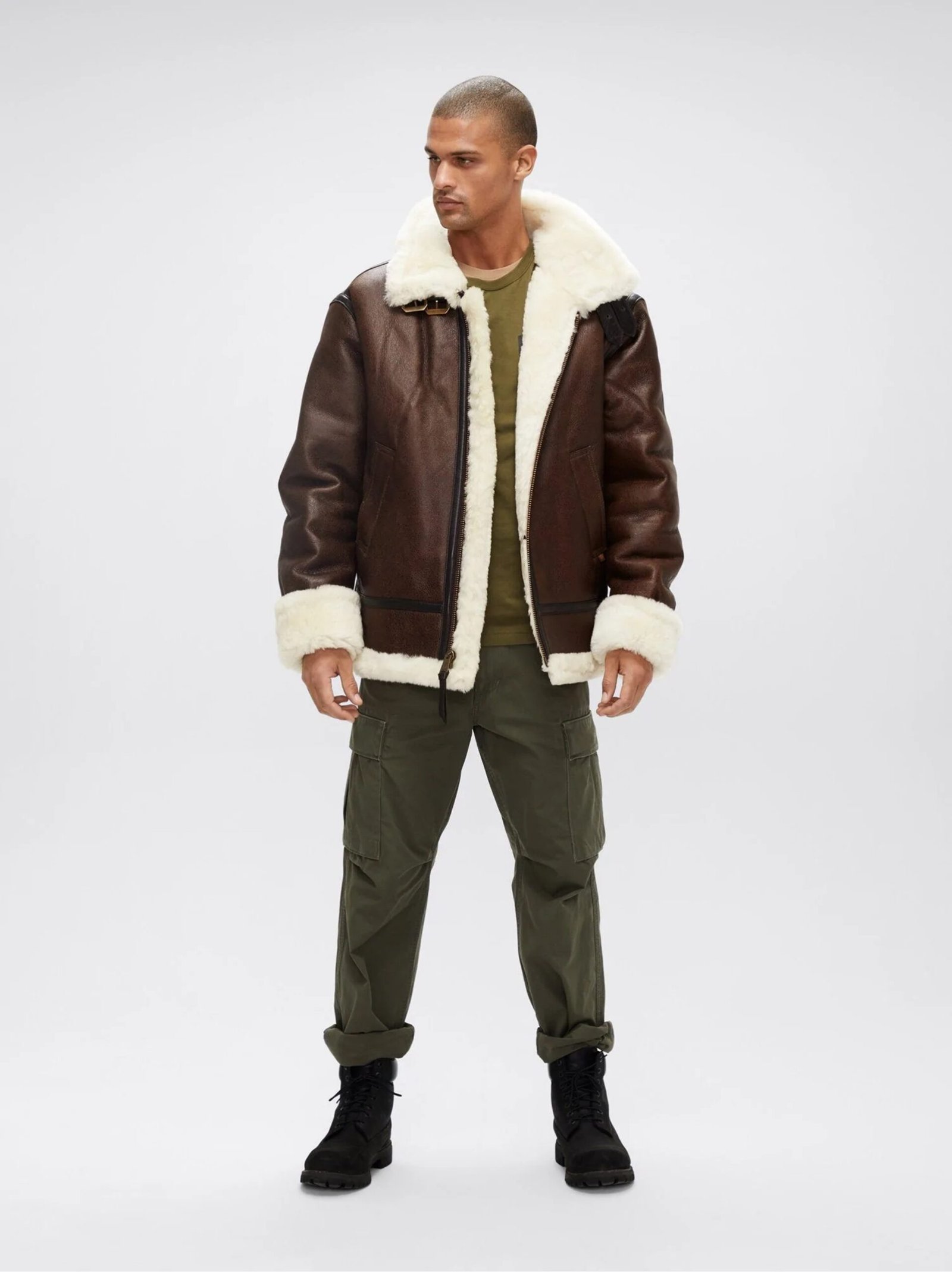 Classic Brown Sheepskin B3 Bomber Shearling Jacket