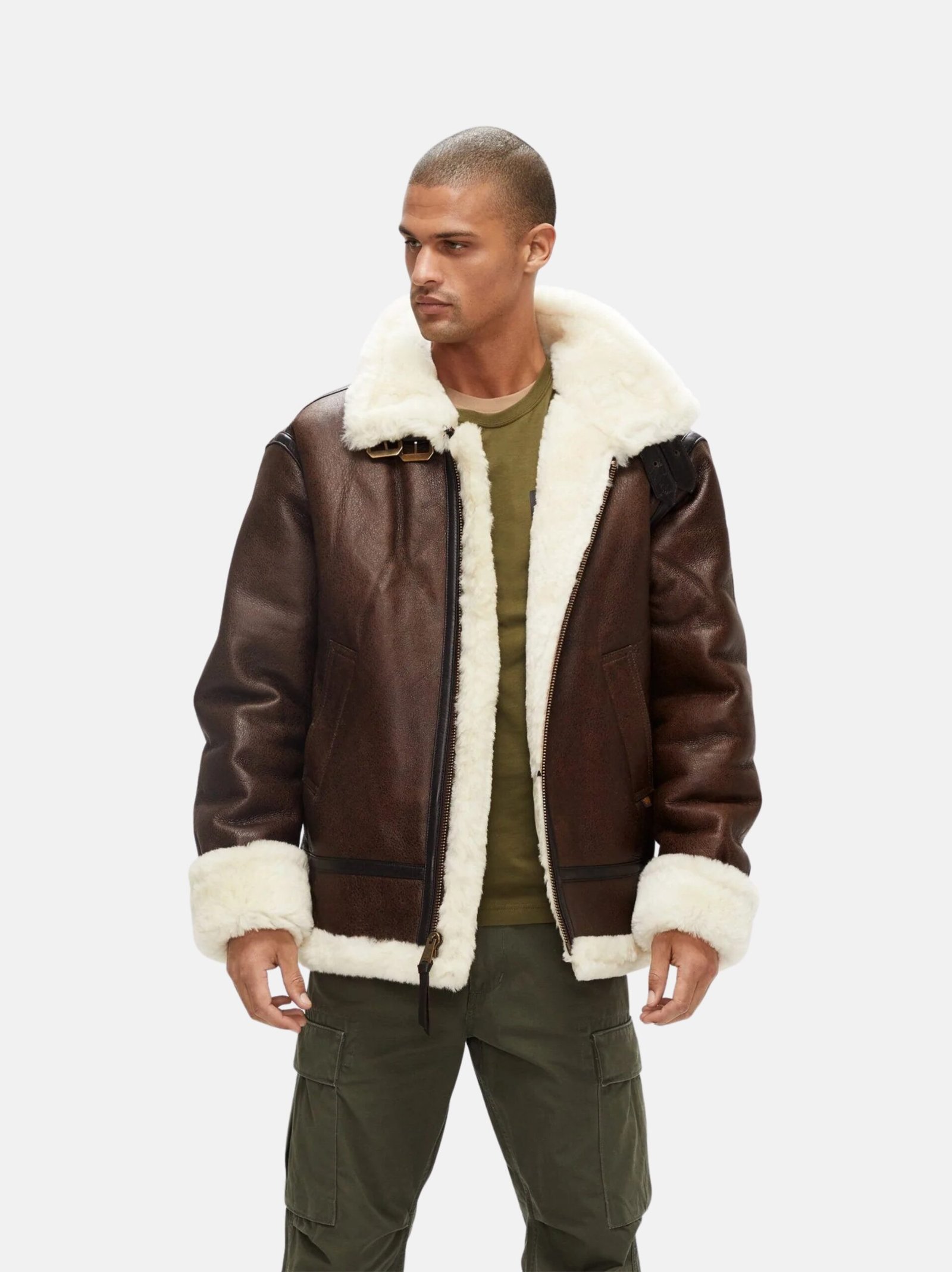 Classic Brown Sheepskin B3 Bomber Shearling Jacket