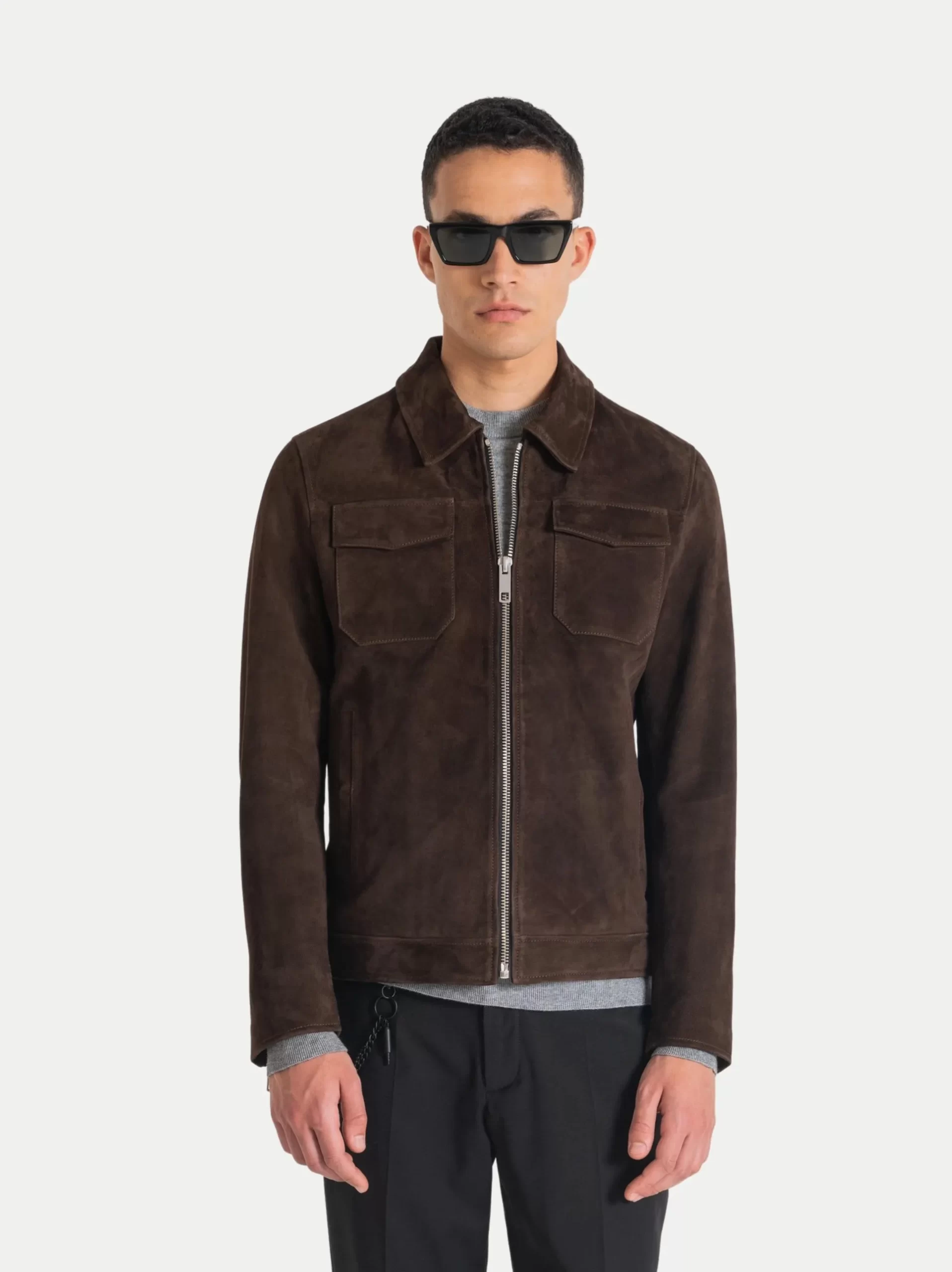 Elen Brown Suede Leather Trucker Jacket for Men