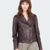 Dark Brown Biker Leather Jacket for Women