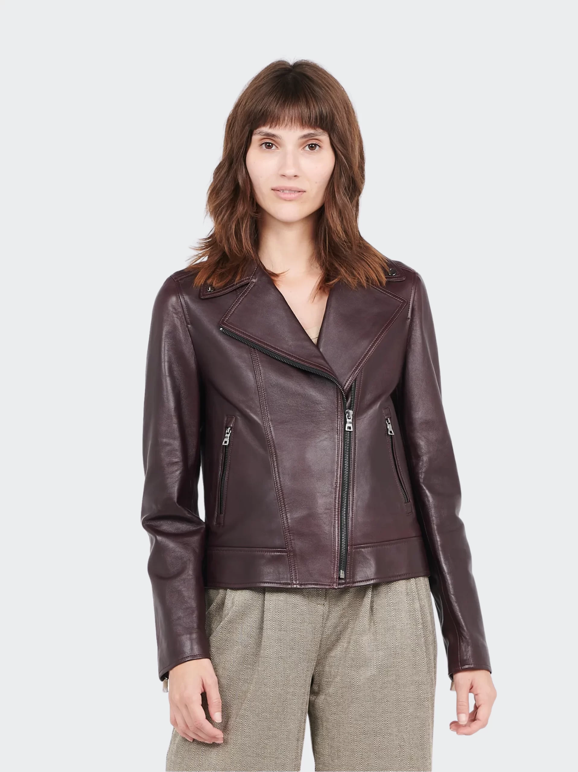 Dark Brown Biker Leather Jacket for Women