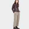 Dark Brown Biker Leather Jacket for Women