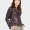 Dark Brown Biker Leather Jacket for Women