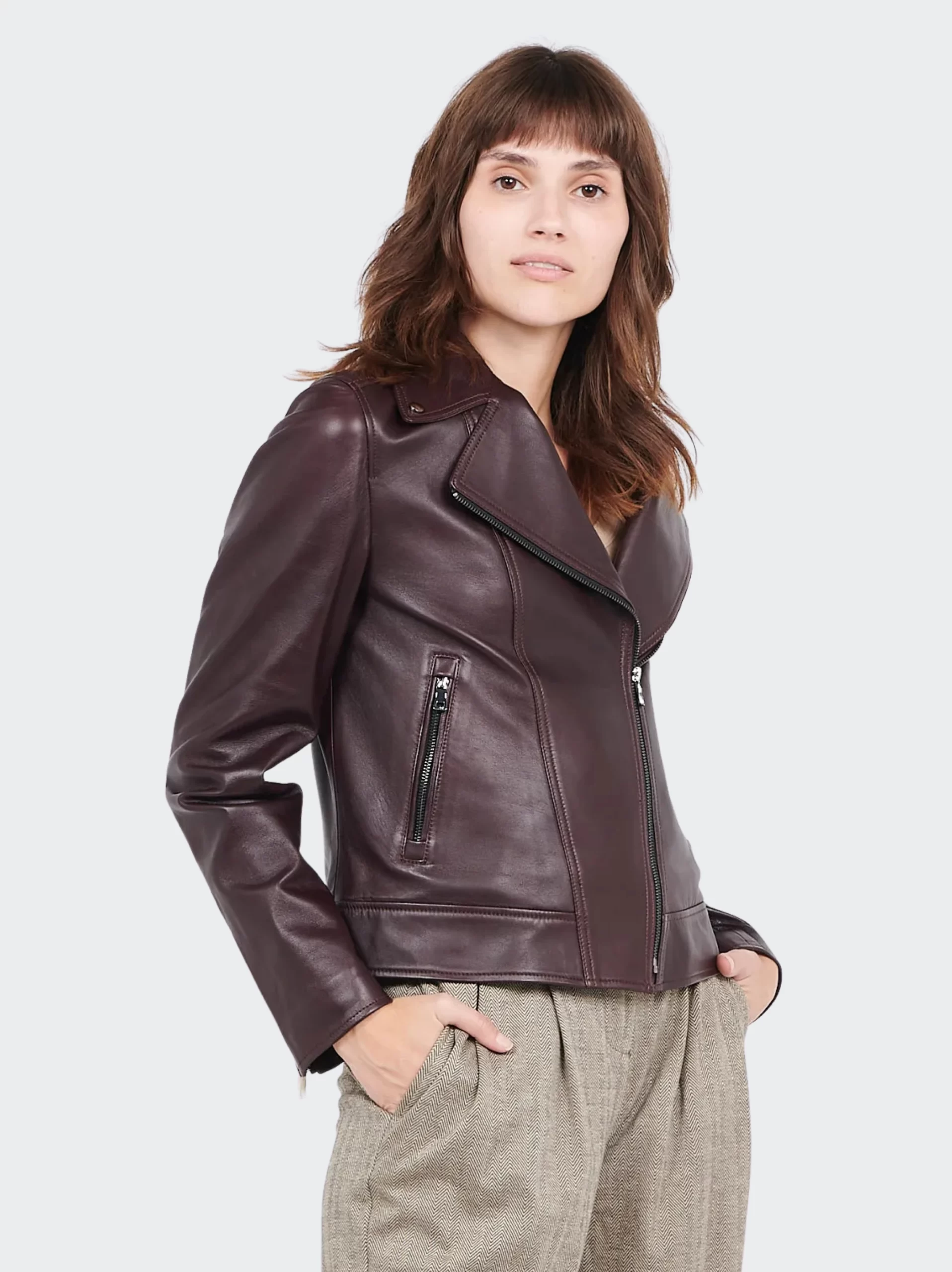 Dark Brown Biker Leather Jacket for Women