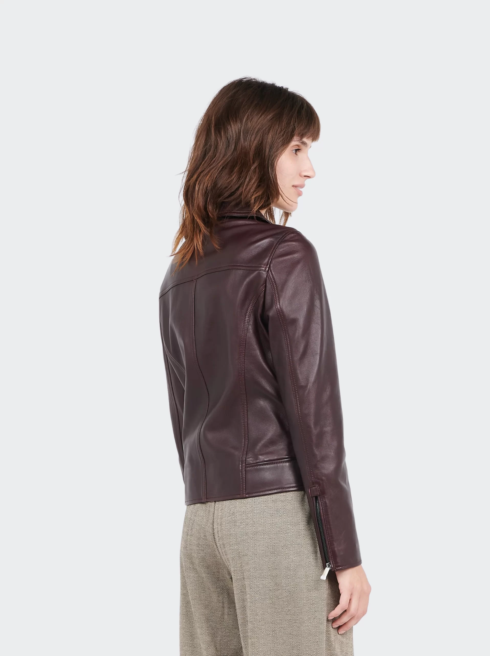 Dark Brown Biker Leather Jacket for Women