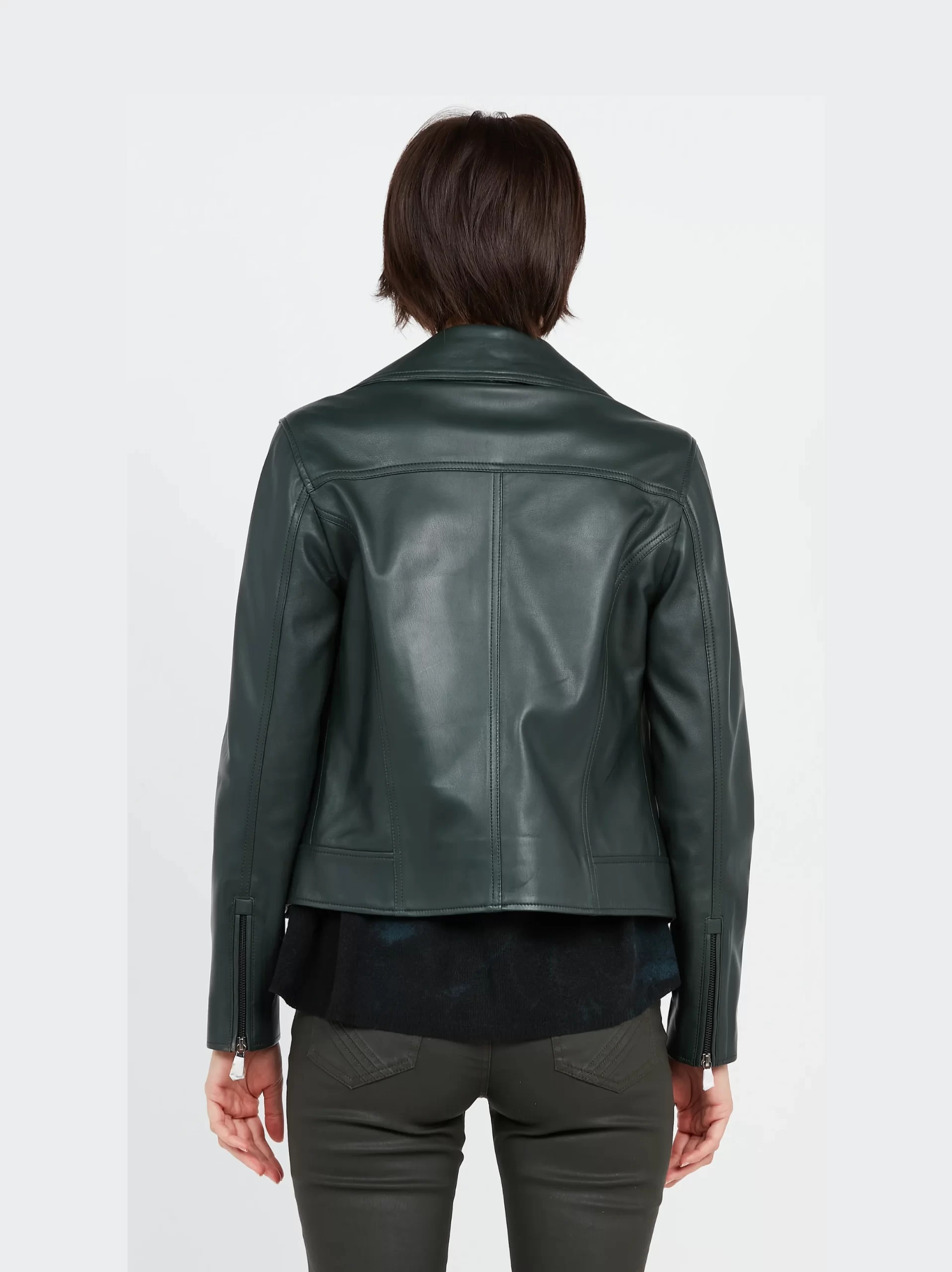 Evergreen Edge Biker Leather Jacket