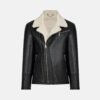 Moto Style Leather Shearling Men black Jacket