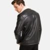 Moto Style Leather Shearling Men black Jacket