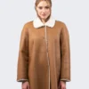 Long Woolen Shearling Leather Coat By LeatherMoto