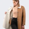 Long Woolen Shearling Leather Coat By LeatherMoto
