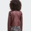 Maroon Women Biker Leather Jacket (4)