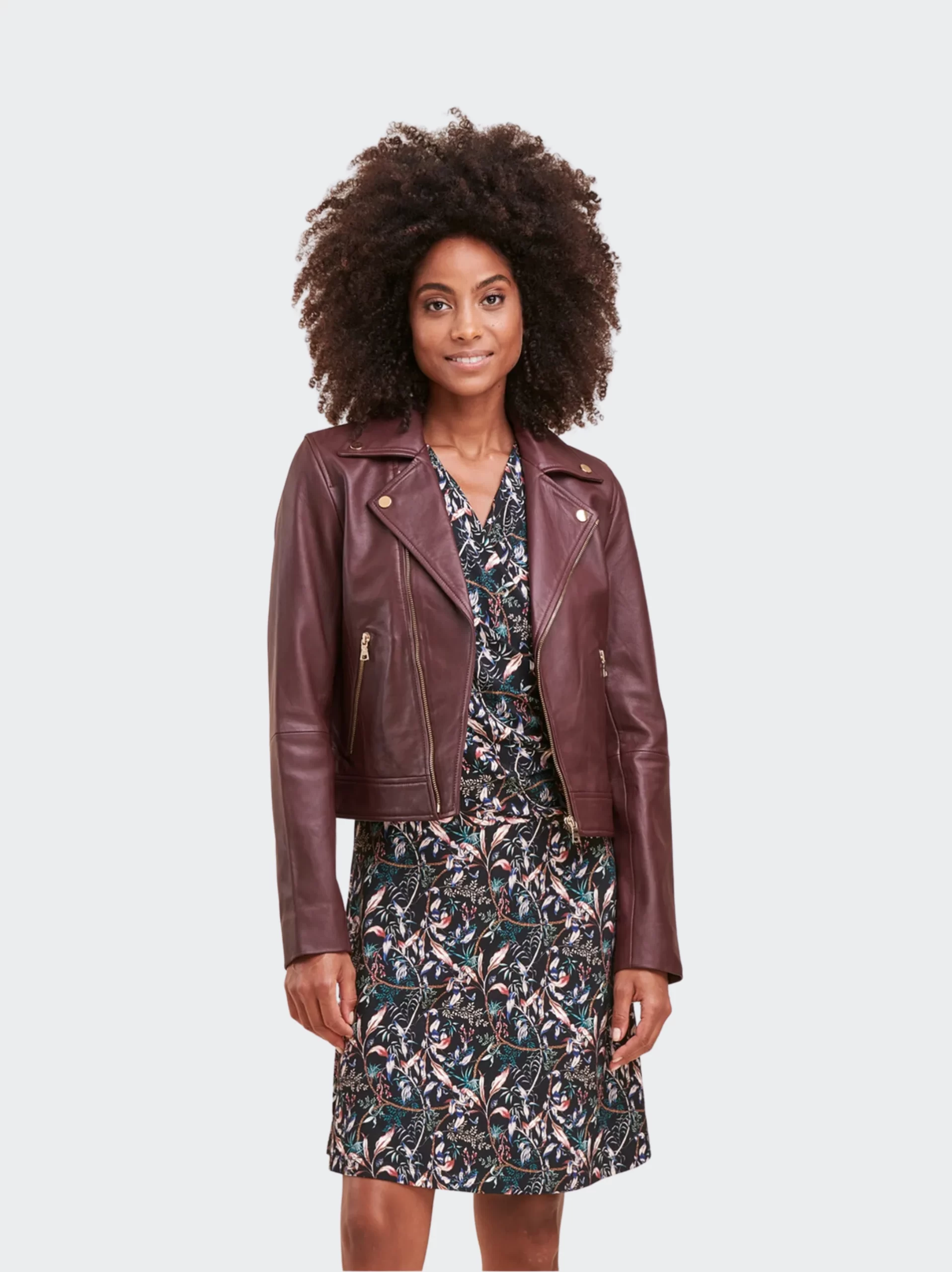 Maroon Women Biker Leather Jacket (4)