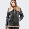Maya Sheepskin Black Shearling Leather Jacket - Leathermoto.com