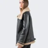 Maya Sheepskin Black Shearling Leather Jacket - Leathermoto.com