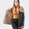 Maya Sheepskin Black Shearling Leather Jacket - Leathermoto.com