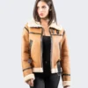 Mel Mixed Shearling Leather Jacket - LeatherMoto