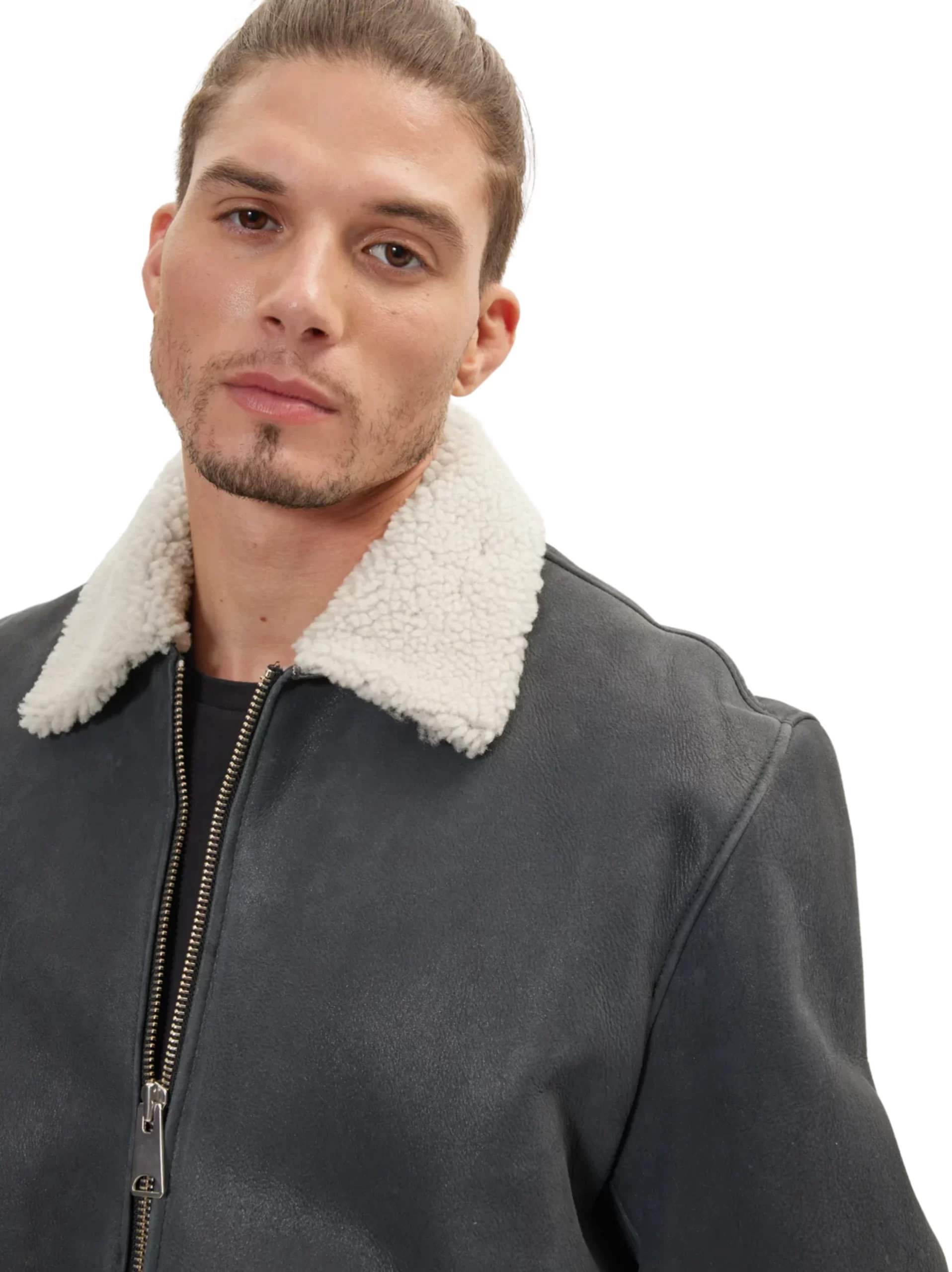 Men Shearling Leather jacket - Leather Moto