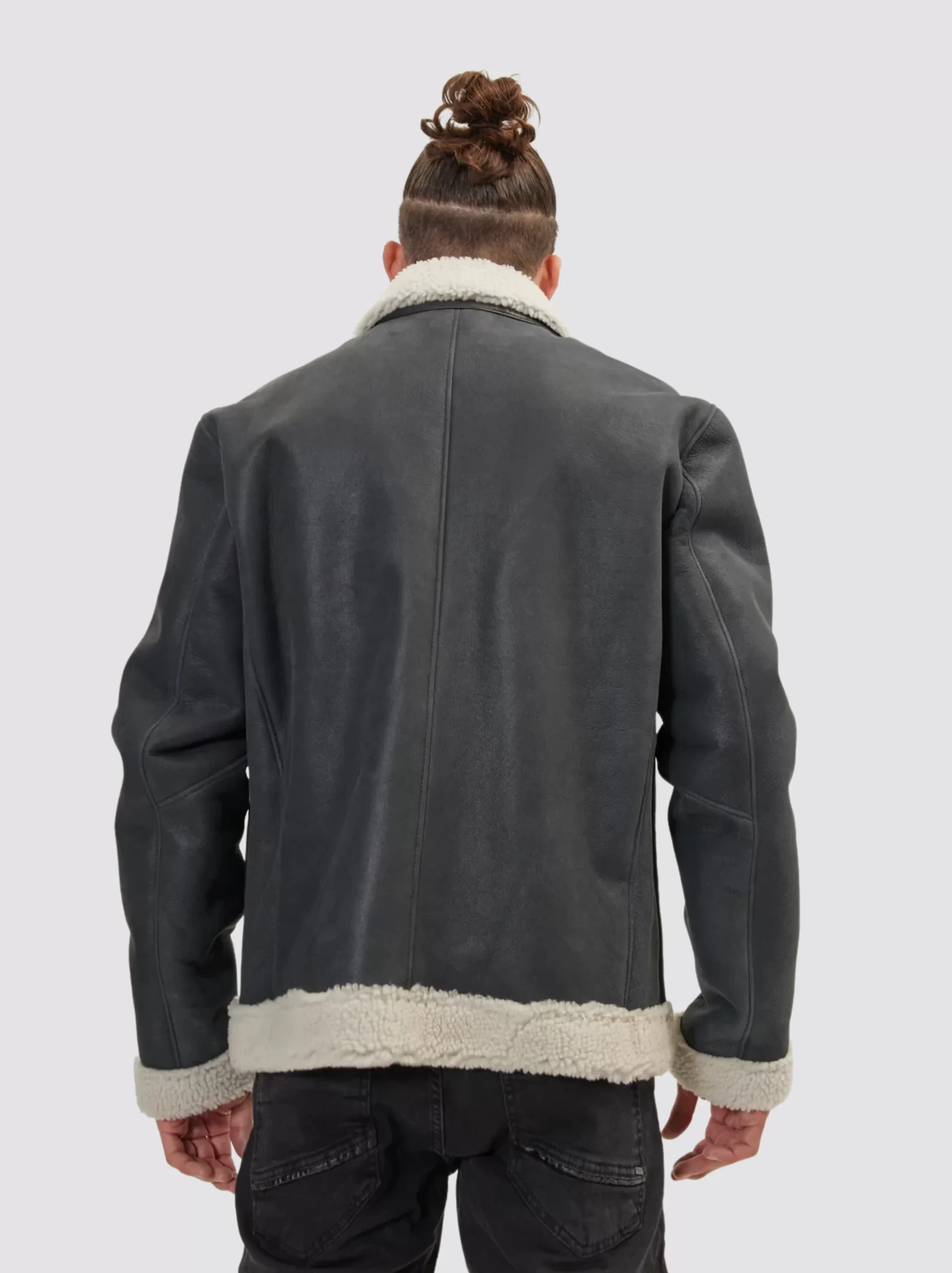 Men Shearling Leather jacket - Leather Moto