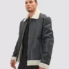 Men Shearling Leather jacket - Leather Moto