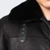 Luxurious Jet Black Sheepskin Shearling Leather Jacket - Image 5