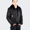 Men's Luxury Shearling Leather Jacket Black - Leathermoto.com